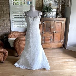 MORILEE  Bridal Poetic Lace Wedding Dress Trimmed with Diamante Beading 8
